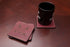 oxblood leather coaster